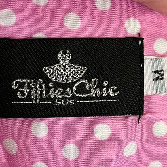 FIFTIES 50s CHIC Fit & Flare Sleeveless Pink and White Polkadot Dress SZ S - Picture 7 of 10